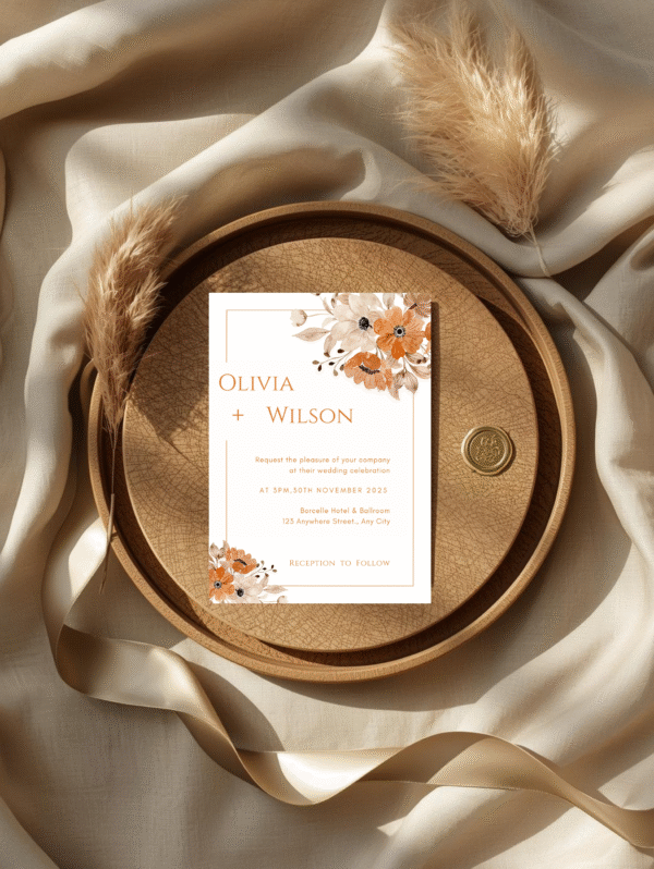 autumn wildflower wedding invitation template | boho floral printable invite | editable wedding suite