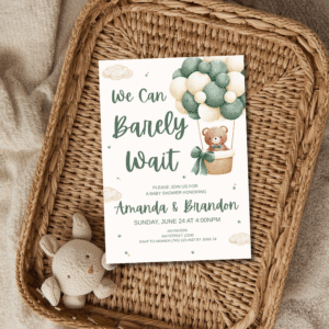 editable neutral baby shower invitation | teddy bear boho beige printable digital download