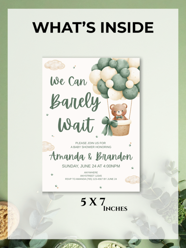 editable neutral baby shower invitation | teddy bear boho beige printable digital download